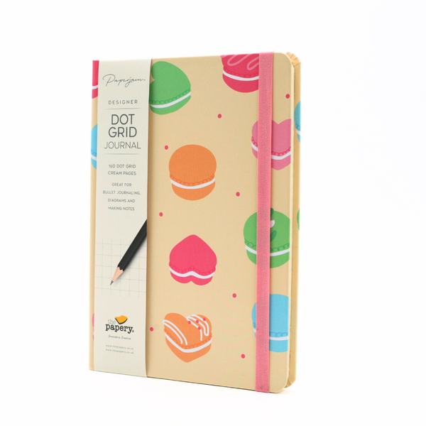 Retro Hardcover A5 Journal - 80gsm - Quality Grid Format - Love &amp; Macarons