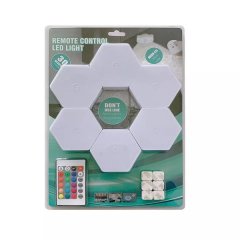 Battery Operated 6 LED Tap Light With Remote Control RGB- SD