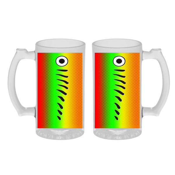 Red Green fish Custom Printed Frosted Beer glass