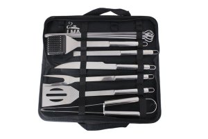 LMA Stainless Steel 12 Piece Braai Utensil Set w Brush Knife Skewers &amp; Bag