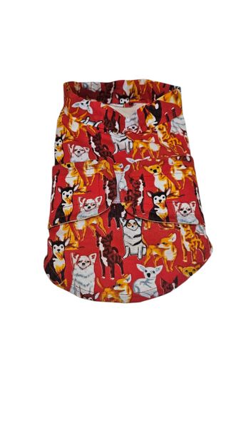 Adjustable Hook-&amp;-Loop Dog Jacket - Red