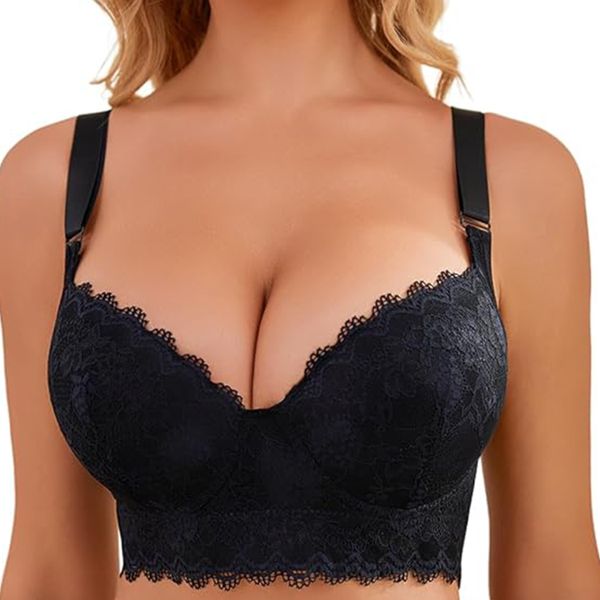 Women Push Up Bra Longline Corset Top Bustier Padded Underwire Lace Bra