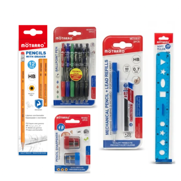 Motarro Stationery Bundle- Ruler, Sharpeners, Pens &amp; Pencils