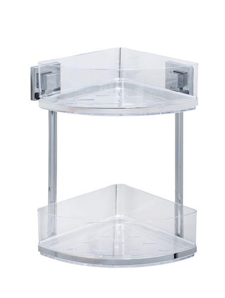 WENKO - Vacuum-Loc® 2-Tier Corner Rack Quadro Range - S/Steel - No Drilling
