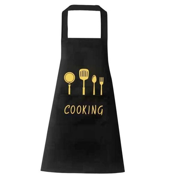 APRON COOKING DECAL BLACK AND GOLD COLOURS 66X65CM- Kitchen Essentials.