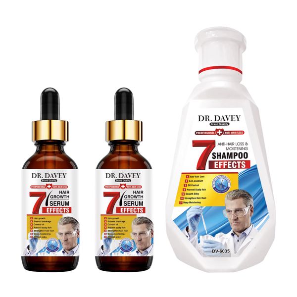 3 Pack-Dr Davey 7 Effects Anti-Hair Loss Shampoo 450ml&amp;Hair Growth Oil 60ml