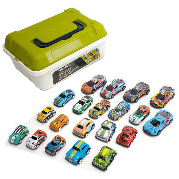20-Piece Pull Back Mini Car Set with Carry Case