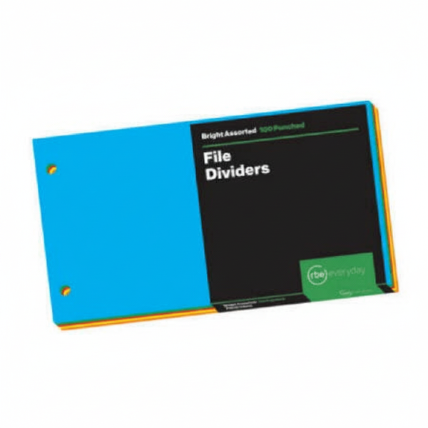 RBE 100 Assorted Color File Dividers - 160g Durable Board
