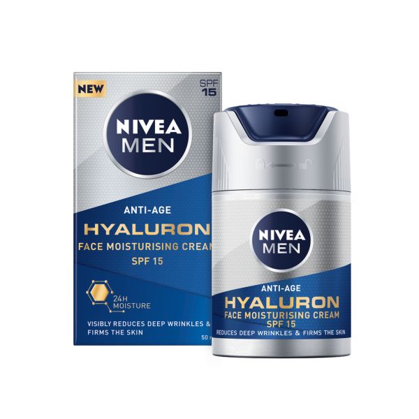 NIVEA MEN Anti-age Hyaluron Moisturising Face Cream, with SPF15, 50ml