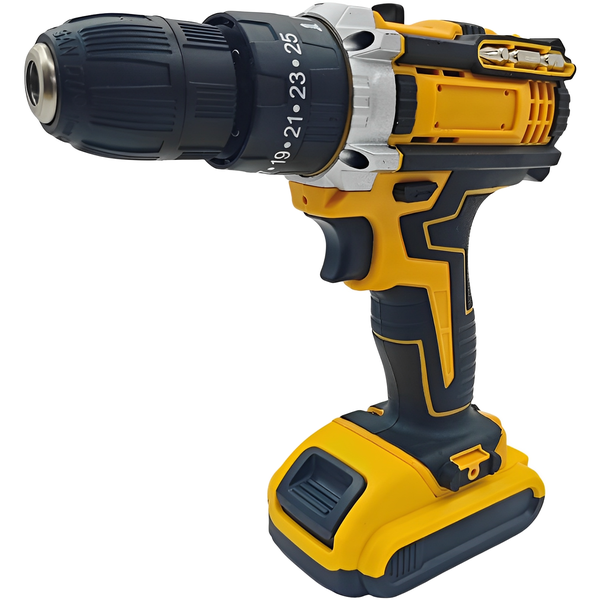 MDHL 21V Cordless Power Drill Set 2 Batteries 3/8" Inch Keyless Metal Chuck