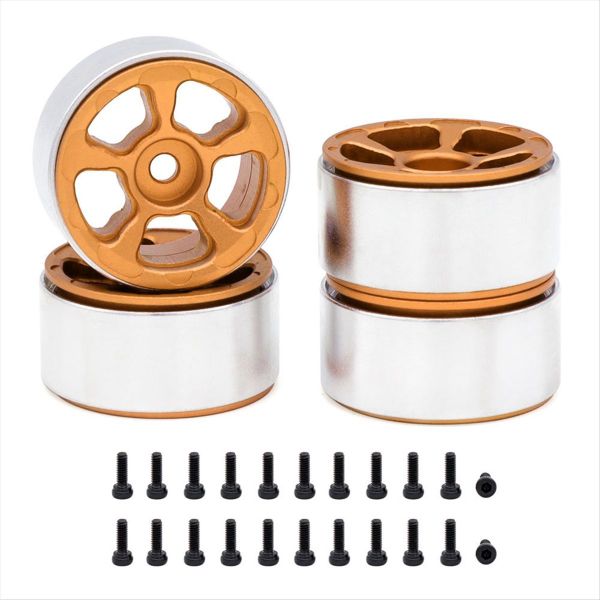 Metal Wheel Rims For 1/24 1/18 Rc Crawler Car Narrow 5-Spokes Red