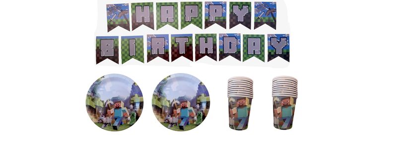 Minecraft Party Supplies/Decorations - 3 Piece for 10 Invites