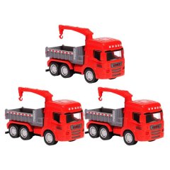 3 Pack - Model Toy Truck City Mounted Crane Vehicle - Red