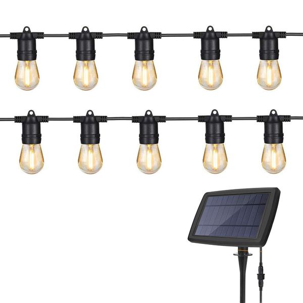 Lighting 10 LED Festoon Vintage Bulb String Lights - 5m Solar Panel