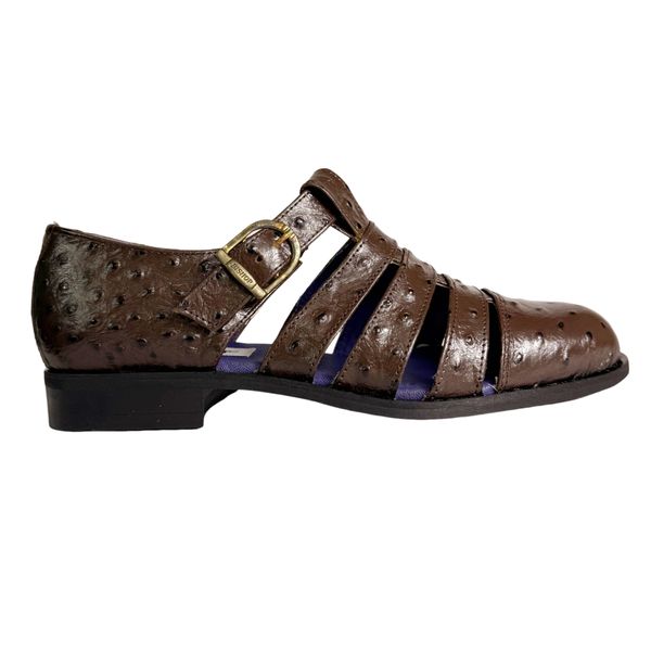 Bishop Choc Ostrich Sandal Shoe - Men's Closed Toe Fisherman Sandal
