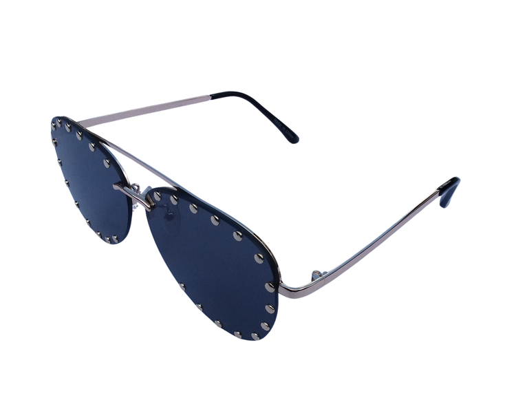 Rimless Aviator Studded Lens Fashion Sunglasses