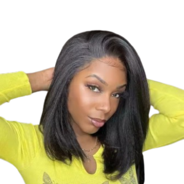 14" Full Frontal Brazilian Hair Kinky Straight Wig