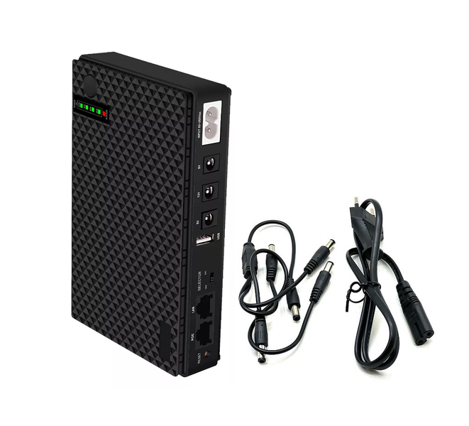 Mini DC UPS for Wifi Router Backup Power Supply - 10400mAh - Black