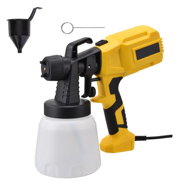 Electric Paint HVLP Yellow Spray Gun 800ml with 3 Adjustable Spray Patterns