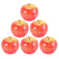 Decorative Artificial Apple Plastic Fruits Imitation Home Decor 6Piece Red