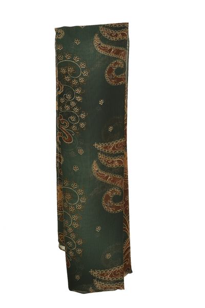 Dark Green Rectangular Chiffon Floral Scarf for Modest Everyday Wear