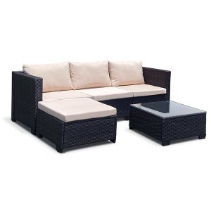 SMTE - Orlando 3-Piece Outdoor Patio Sofa Set - Black