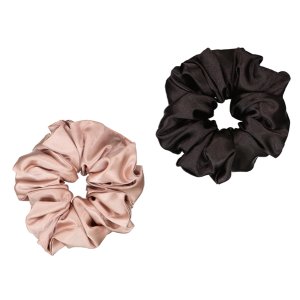 Dear Deer Super Sized Satin Scrunchies (Coffee and Latte) - Pack of 2