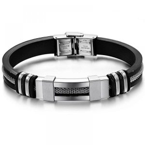 Stainless Steel &amp; Silicone Bracelet - Wrist Band