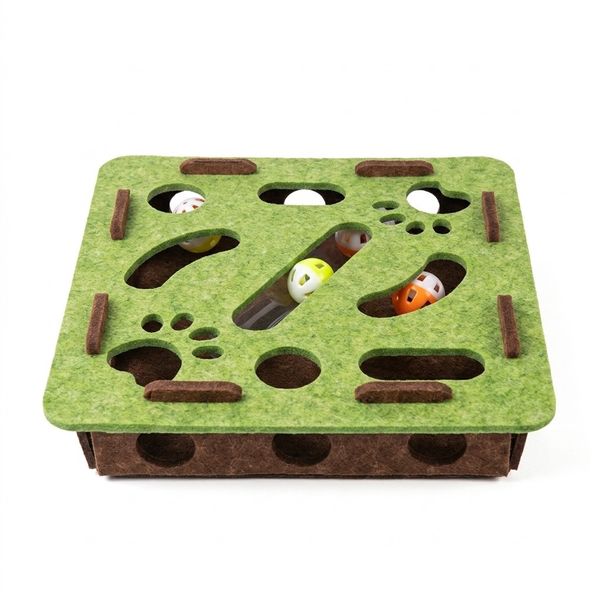 Cat Nail File Toy Box with Bell Ball Green