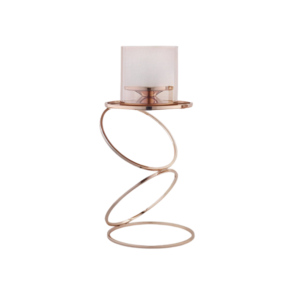Modern Metal Candle Holders with Glass Cover - Gold - 14 x 35cm