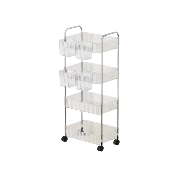 4-Tier Multi-Functional Transparent Storage Trolley Rack
