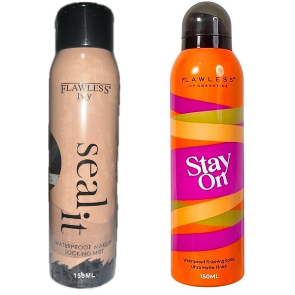 2 Pack Duo Flawless Ivy Stay On and Seal It -Waterproof Setting and Finishing Spray