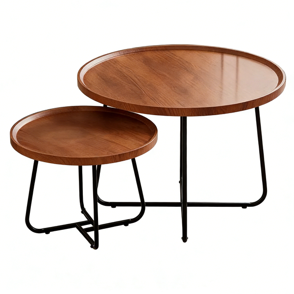 Nesting Coffee Table Round Center Table Set of 2 Side Tables