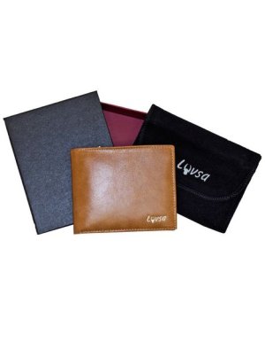 Luvsa LU-2201 Full Grain Genuine Leather Bifold Card Holder Wallet with Box