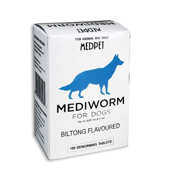 Medpet - Mediworm Biltong Flavoured Deworming Dog 100 Tablets