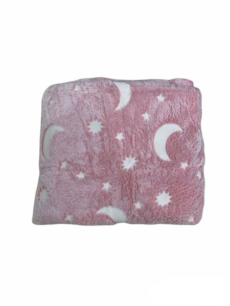 Moon Throw Comfort Pink Glow in The Dark Kids Soft Fleece Star Blanket Gift
