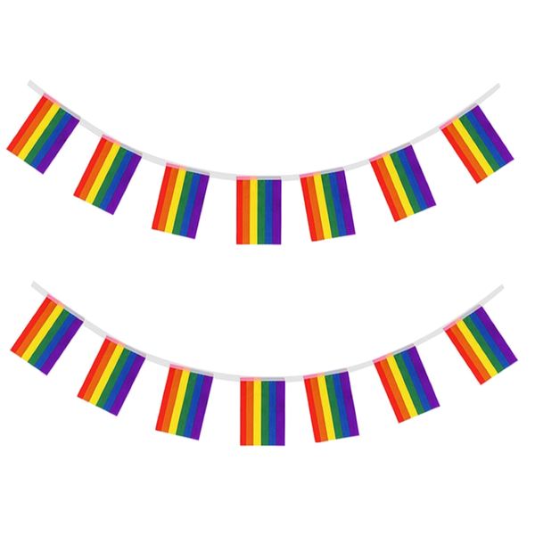 Home Party Decor LGBTQ Mini Pride 25 Flag Garland Buntings (7m) Set Of 2