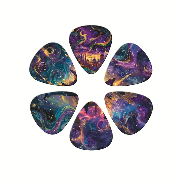 Galactic Fantasy Guitar Picks - Set of 6 | Double-Sided Cosmic Art