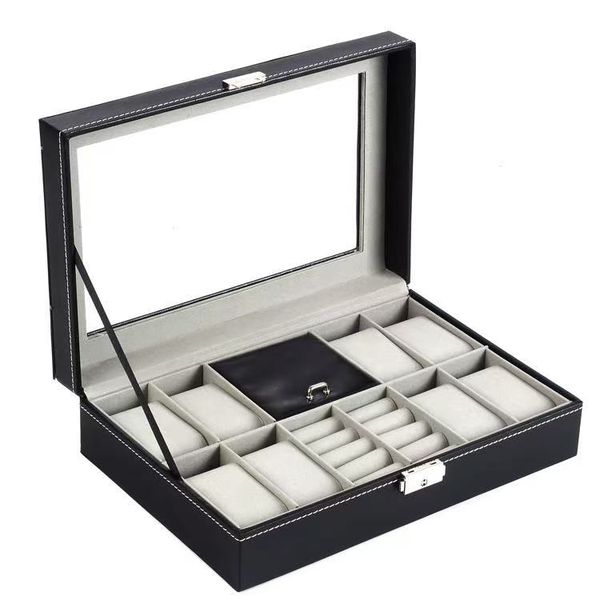 PU &amp; Flannel 8 Slot Watch Storage Box Jewelry Storage Compartent 30x20x8cm