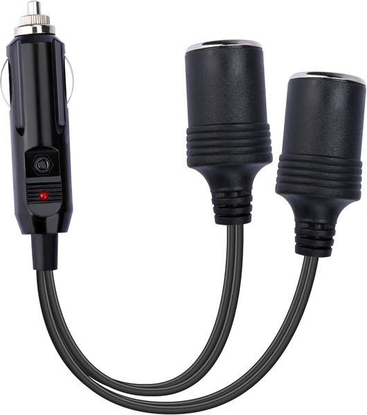 12V Double Cigarette Lighter Adapter, 1 to 2 Car Lighters Splitter 18AWG