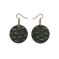 Croska Tilapia Leather Earrings - Circle Shape - Shadow Grey (3.5 cm)