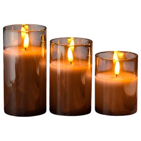 Transparent LED Wishing Candle Set With Warm Lighting - White - Set of 3