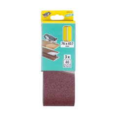 Wolfcraft 3 Pack Sanding Belts 76X457MM 180 Grit