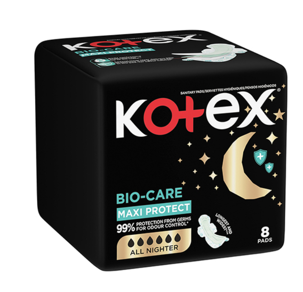 Kotex - Bio-Care Maxi Protect Night Pads 8's x 2