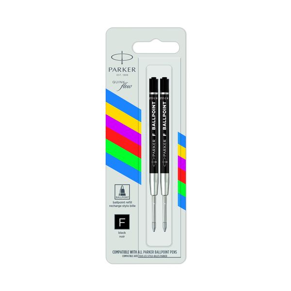 PARKER Economy Ball Pen Refill Fine Nib Blister of 2 - Black - 0,5mm