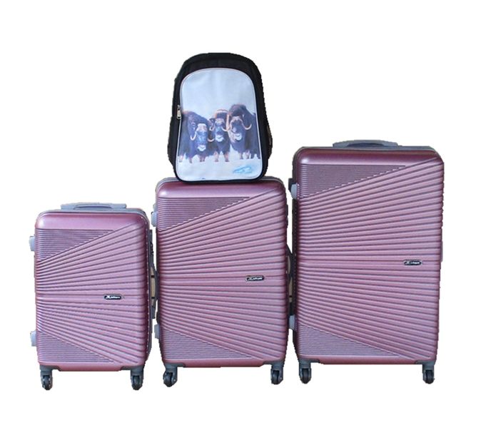 Pink 3-Piece ABS Luggage Set + Buffalo Kids Backpack