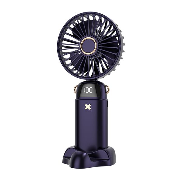 Blue 2in1 Rechargeable Mini Silent Portable Handheld Small Fan