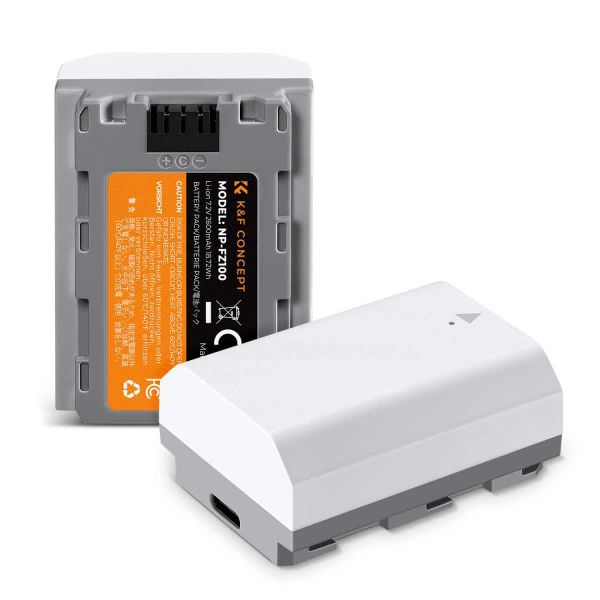 K&amp;F 2 Pack Sony NP-FZ100 Batteries with USB-C Charging Port | KF28.0034S1