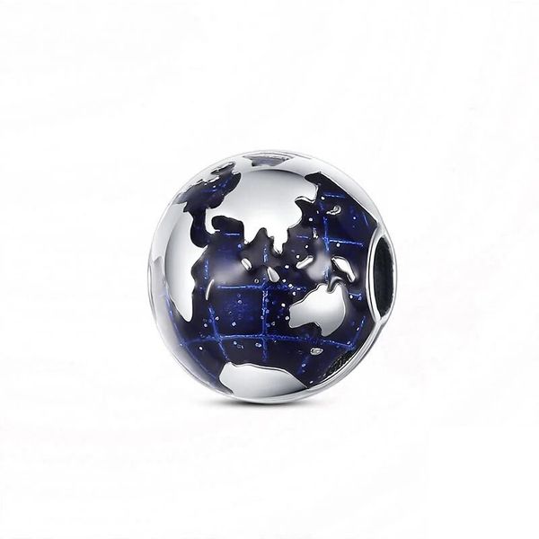 World Globe Earth S925 Charm - Opens Up for Charm Bracelet