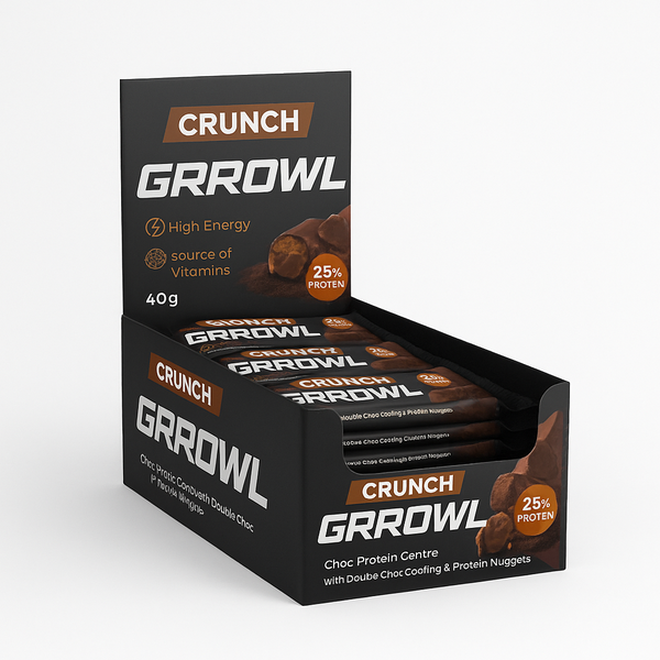 GRROWL - Protein Bar-Choc Charge CRUNCH - 15x 40g Energy Bars (25% Protein)